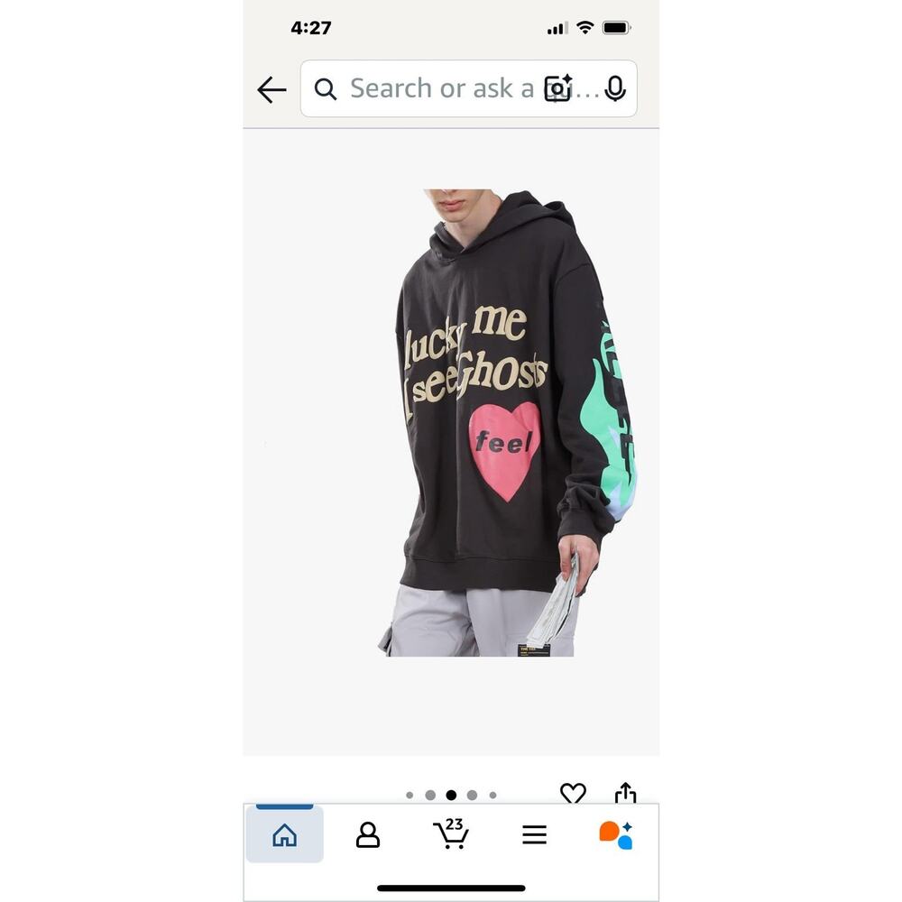 Lucky Me I See Ghosts Hoodie Oversized Mens Size Small